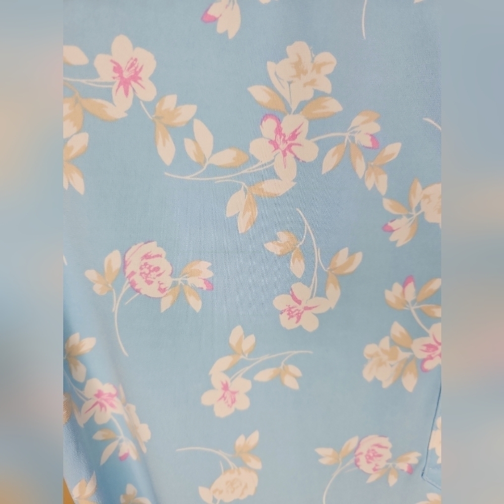 Charter Club Sky Blue Floral Print 3/4 Sleeve Top Size L - Picture 6 of 9